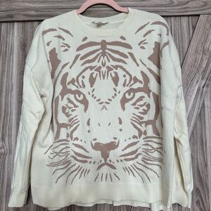 Time and Tru Cream and Brown Tiger Sweater